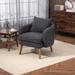 Mid-Century Accent Chair, Upholstered Lounge Chair Armchair with Solid Wood Frame, Boucle Reading Chair for Living Room