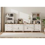 Entertainment Center with Bookshelves , White Media Console Table