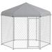 PawHut Dog Kennel Outdoor Dog Run with Waterproof, UV Resistant Roof, Lockable Door, for Medium and Large-Sized Dogs, Silver