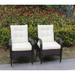 2-Piece Wicker Outdoor Dining Chairs with Beige Cushions