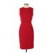 Ann Taylor Casual Dress - Sheath Crew Neck Sleeveless: Red Solid Dresses - Women's Size 00