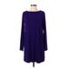 Eileen Fisher Casual Dress - Shift Crew Neck Long sleeves: Purple Solid Dresses - Women's Size Small