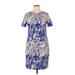 Phase Seven Casual Dress - Sheath Crew Neck Short sleeves: Blue Print Dresses - Women's Size 16