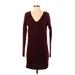 American Eagle Outfitters Casual Dress - Mini: Burgundy Solid Dresses - Women's Size X-Small