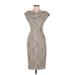 Maggy London Cocktail Dress - Sheath: Gray Marled Dresses - Women's Size 4