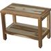 HomeRoots Rectangular Teak Shower Bench w/ Shelf In Natural Finish | 22 H x 24 W x 16 D in | Wayfair 376699