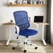 Inbox Zero Northport Mid-Back Mesh 360 Degree Swivel Ergonomic Task Office Chair Upholstered, Metal in Gray/Blue/White | 24.4 W x 24 D in | Wayfair