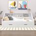Red Barrel Studio® Aree Twin To King Size Daybed Frame w/ Bookcases, Two Drawers & Charging Design Wood in White | Wayfair
