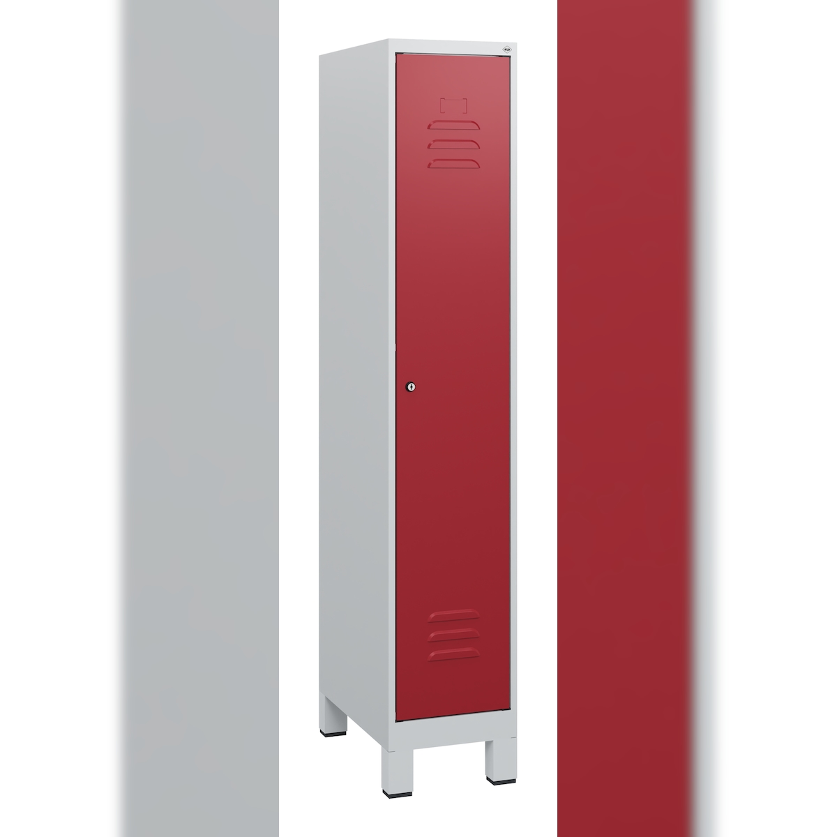 C+P Spind Classic PLUS, Füße, 1 Abteil, 1630x300x500mm, 7035/3003 Image