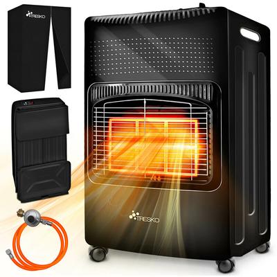 4200 Watt Gasheizer schwarz inkl. Gasdruckregler Gasschlauch + Abdeckung Gasofen Gasheizofen Image