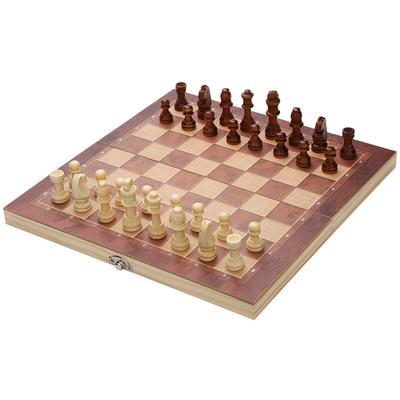 Schachspiel Schach 29x29CM 3 in1 Spielbrett Neu Schach Schachspiel pearl Holz - Braun/Beige - Hengda