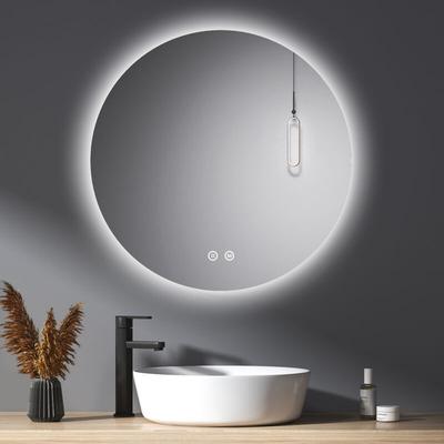 Meykoers LED Badspiegel Rund Badezimmerspiegel mit Beleuchtung Wandspiegel 70cm mit Touch-Schalter,