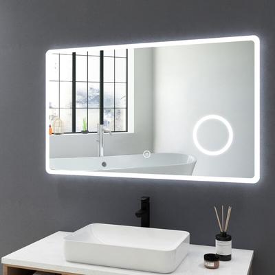 Badspiegel mit Beleuchtung Badezimmerspiegel mit 3-Fach Vergrößerung Kaltweiß led Wandspiegel