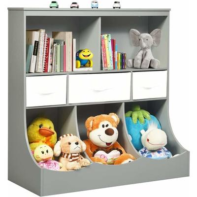 Kinderregal, Spielzeugregal mit 5 Fächern und 3 Schubladen, Bücherregal für Kinder, Image