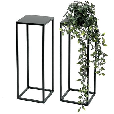 2x Dandibo Blumenhocker Metall Schwarz 50 cm Blumenständer 96315 s Beistelltisch Blumensäule Modern