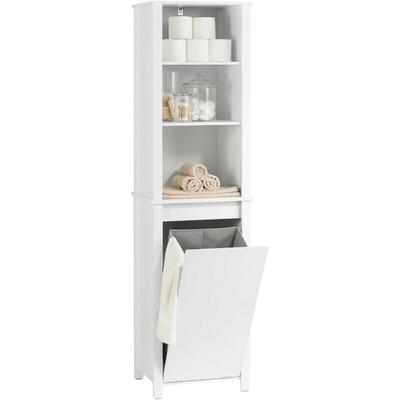 BZR102-W Hochschrank mit ausklappbarem Wäschesack Badezimmer Schrank Badschrank schmal Image