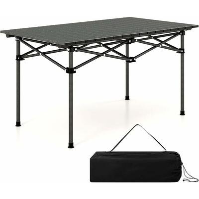 COSTWAY Campingtisch faltbar, Falttisch mit aufrollbarer Tischplatte, Klapptisch Gartentisch mit