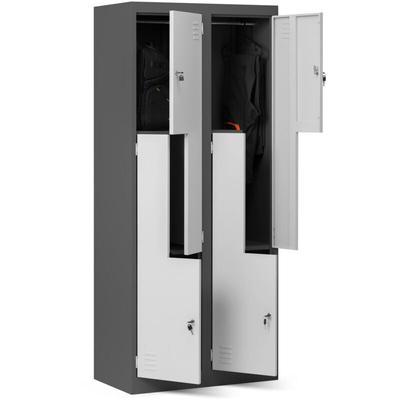 Umkleideschrank Z02 Spind mit 4 Abteilen Kleiderspind Metallschrank Flügeltür Lüftungsschlitzen Image