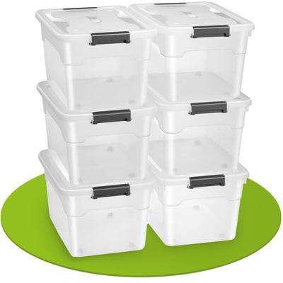 Juskys - Aufbewahrungsbox mit Deckel - Kunststoff Boxen groß, stapelbar, transparent - Box Image