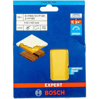 Accessories 2608901668 Schleifpapier für Schwingschleifer Körnung 60, 120, 180 (l x b) 107 - Bosch