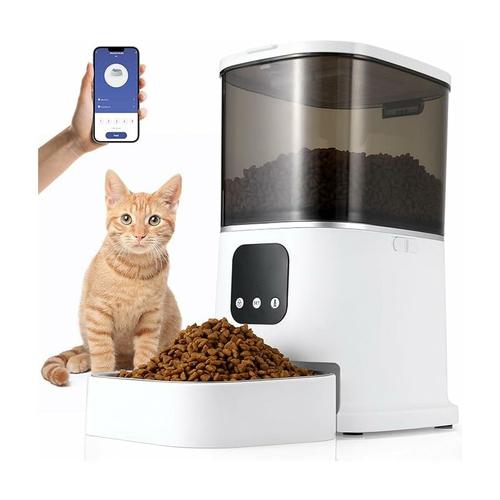 LIFERUN Smart Futterautomat Katze & Hund, Katzenfutter Automat 2,4 G WiFi, 6 L Automatischer