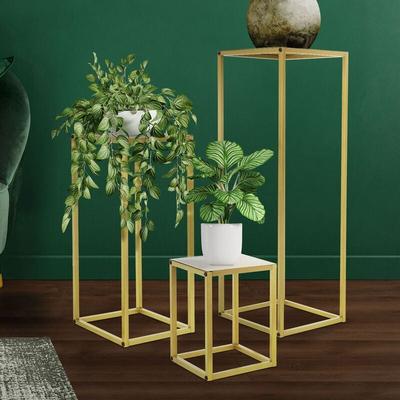 ML-Design 3er Set Blumenständer, 22x30/26x60/30x90 cm, Gold, aus Metall