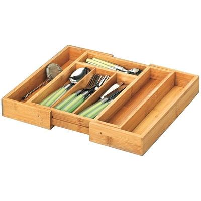 Besteckkasten Bamboo ausziehbar 5 - Fächer 28,5-40x33x5cm natur