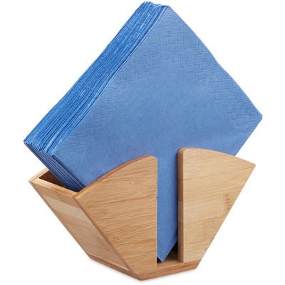 Relaxdays - Serviettenhalter Holz, Kaffeefilterhalter Bambus, Serviettenständer eckig, HxBxT: 11 x Image