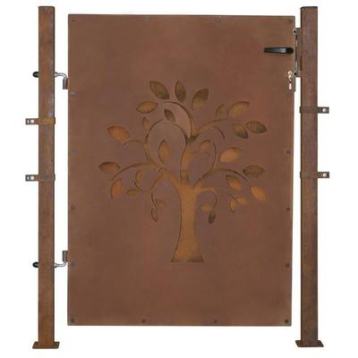 Gartentür Zauntür Gartentor 80 cm Rost Hoftor Hoftür Gartenpforte Baum Design Image