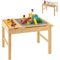 2 in 1 Kindertisch mit umkehrbarer Tischplatte, Spieltisch aus Kiefernholz mit Stauraum,