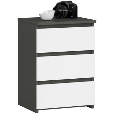 Akord - Nachttisch in minimalistischer Optik CL3 in der Farbe Graphitgrau mit 3 Schubladen Front Image