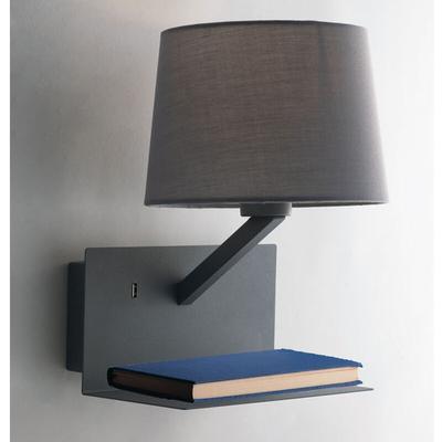 Led Wandlampe Grau mit Stoff Lampenschirm, usb Lampe mit Ladefunktion & Ablage Image