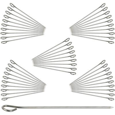 Relaxdays Rouladennadeln Edelstahl, Spicknadel Set 50 Stk, Fleischnadel 11 cm, silber Image