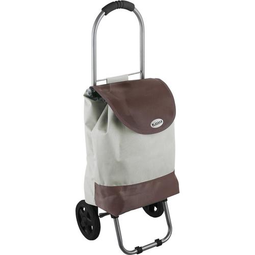 Beige bicolor wasserdichter Einkaufswagen 32x25x88h cm beige/walnuss - King Home