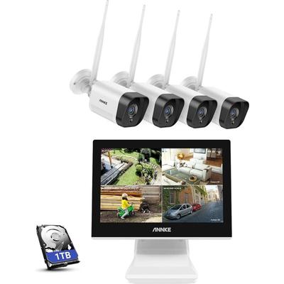 3MP kabelloses Überwachungskamera-Set mit 10,1-Zoll-Monitor, 4CH 5MP nvr und 4 x 1296