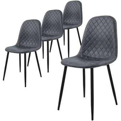 Esszimmerstühle 4er Set, Anthrazit, Küchenstuhl aus Kunstleder, Wohnzimmerstuhl mit Rückenlehne, Image