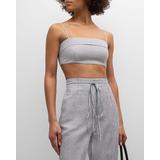 Air Linen Striped Foldover Cropped Top