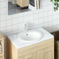 Lavandino da Bagno Bianco 52x46x20 cm Ovale in Ceramica - Vidaxl