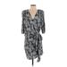 Vanessa Bruno Casual Dress - Wrap Plunge 3/4 sleeves: Black Floral Dresses - Women's Size 36