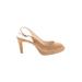 Sacha London Heels: Slingback Stilleto Minimalist Tan Solid Shoes - Women's Size 8 - Round Toe