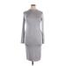 Fashion Nova Casual Dress - Bodycon High Neck 3/4 sleeves: Gray Solid Dresses - Women's Size X-Large