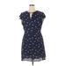 Maison Jules Casual Dress - Mini Keyhole Short sleeves: Blue Dresses - Women's Size X-Large