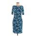 Anne Klein Casual Dress - Sheath: Blue Print Dresses - Women's Size 6 Petite