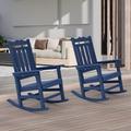 CHYVARY 2 Peaks Patio Adirondack Chair Plastic Single Chairs Rocking Chair Fire Pit Outdoor Lounge Chair for Lawn and Garden Navy Blue