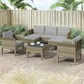 Isla 6-Piece Outdoor Conversation Set with Sofa and Club Chairs in Mixed Brown Wicker