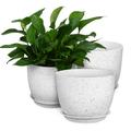3 Pcs Imitation Granite Flowerpot Plastic Planter Indoor Pots Grow with Tray Pp