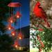 TOFOTL Cardinal Bird Wind Chimes Solar-Powered Mobile Hanging Patio Lights with 6 Vivid Birds Changing LED Garden Decoration for Home Garden Decoration
