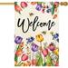 Spring Summer Easter Tulip Welcome Garden Flag Double Sided Bee Colorful Floral Small Burlap Yard House Seasonal Farmhouse Outside Outdoor Decoration 12.5 x 18 Inch