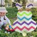 opvise Easter Hanging Flag Bowknot Pompom Rabbit Bunny Shape Colorful Wavy Striped DIY Weather-proof Happy Easter Garden Flag Party Supplies Multicolor