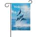 Wellsay Garden Flag Dolphins Beautiful Seascape Blue Sky 28 x 40 Inch Vertical Double Sided Outdoor Welcome Yard Garden Flag Seasonal Holiday Decorative Flag for Patio Lawn Home Decor Party
